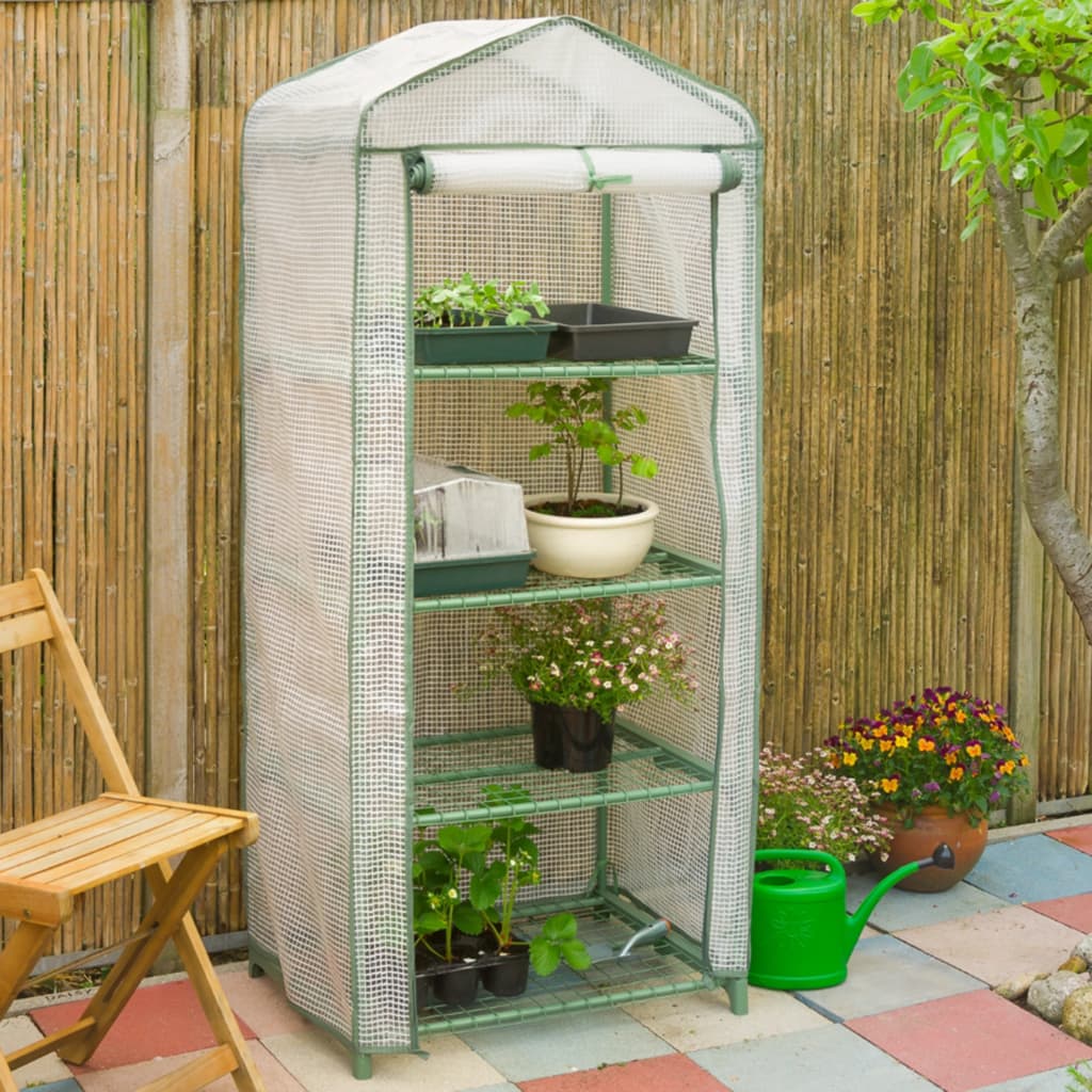 Drivhus / Miniväxthus med 4 hyllplan 69x49x160 cm